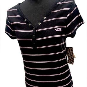 ❤️ NWT - Dark Blue/pink striped VANS ribbed dress